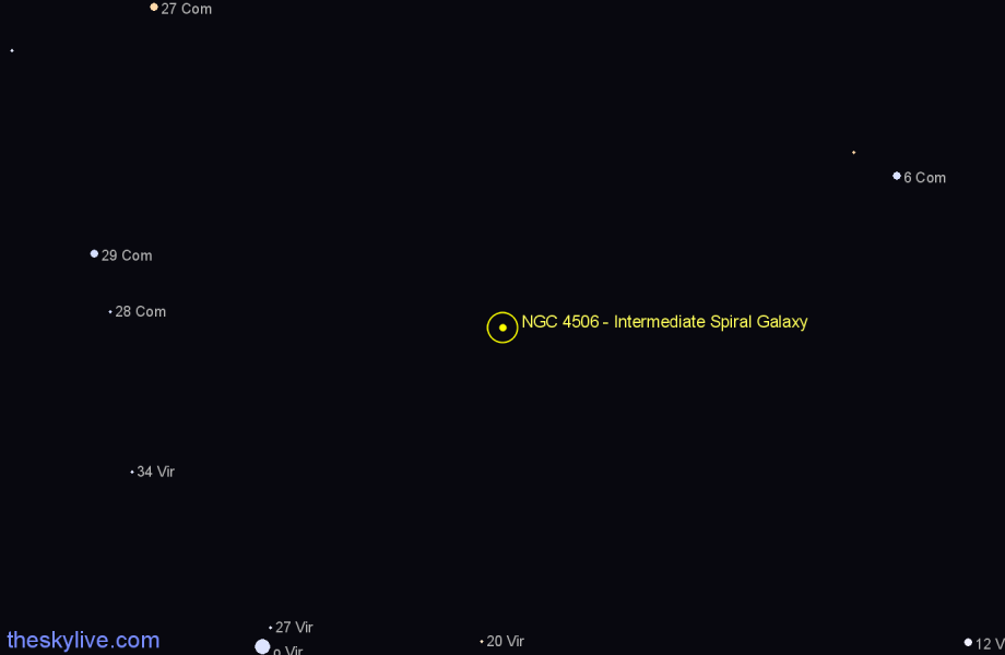 Finder chart NGC 4506 - Intermediate Spiral Galaxy in Coma Berenices star