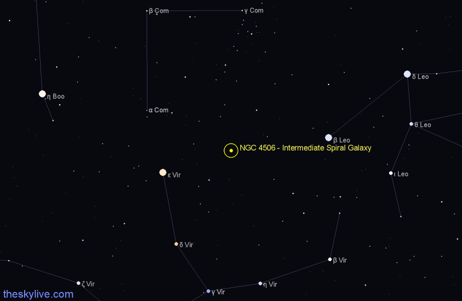 Finder chart NGC 4506 - Intermediate Spiral Galaxy in Coma Berenices star