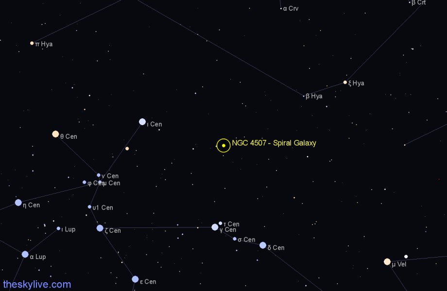 Finder chart NGC 4507 - Spiral Galaxy in Centaurus star