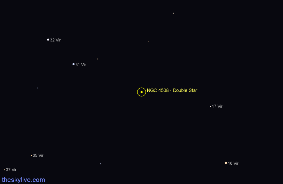 Finder chart NGC 4508 - Double Star in Virgo star