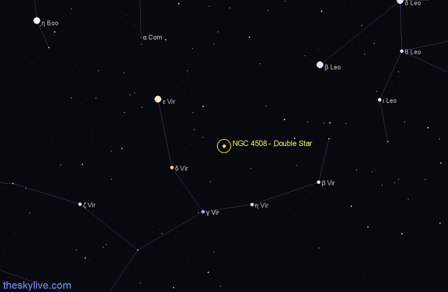 Finder chart NGC 4508 - Double Star in Virgo star