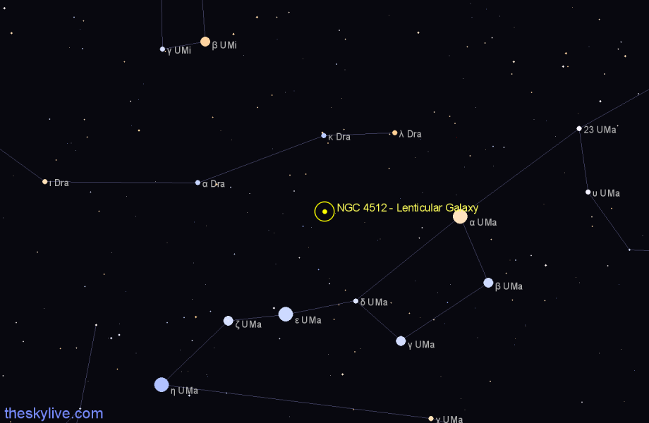 Finder chart NGC 4512 - Lenticular Galaxy in Draco star