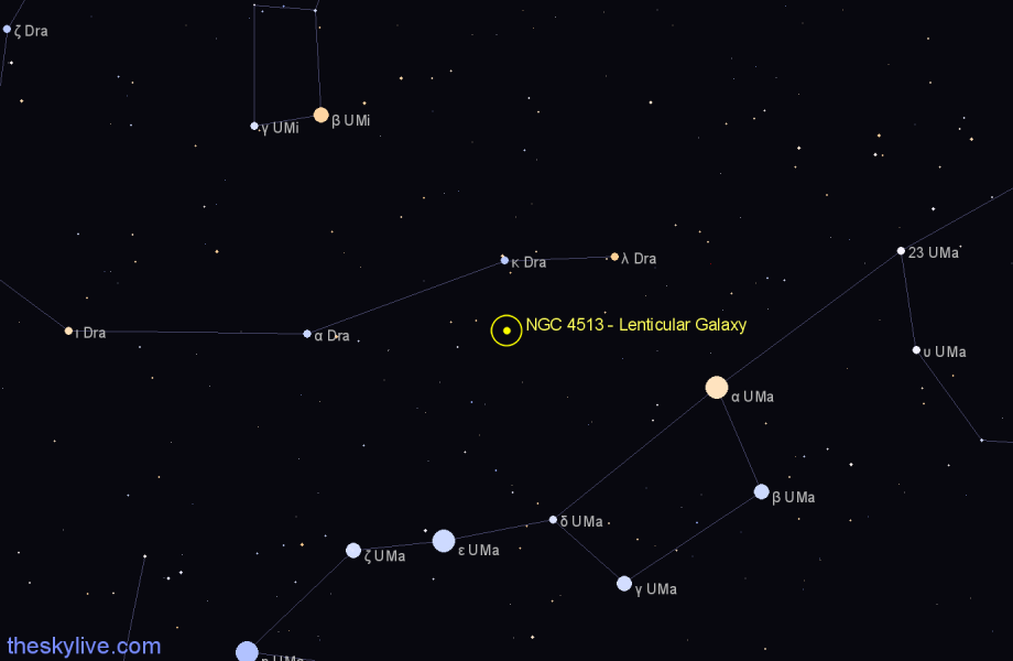 Finder chart NGC 4513 - Lenticular Galaxy in Draco star