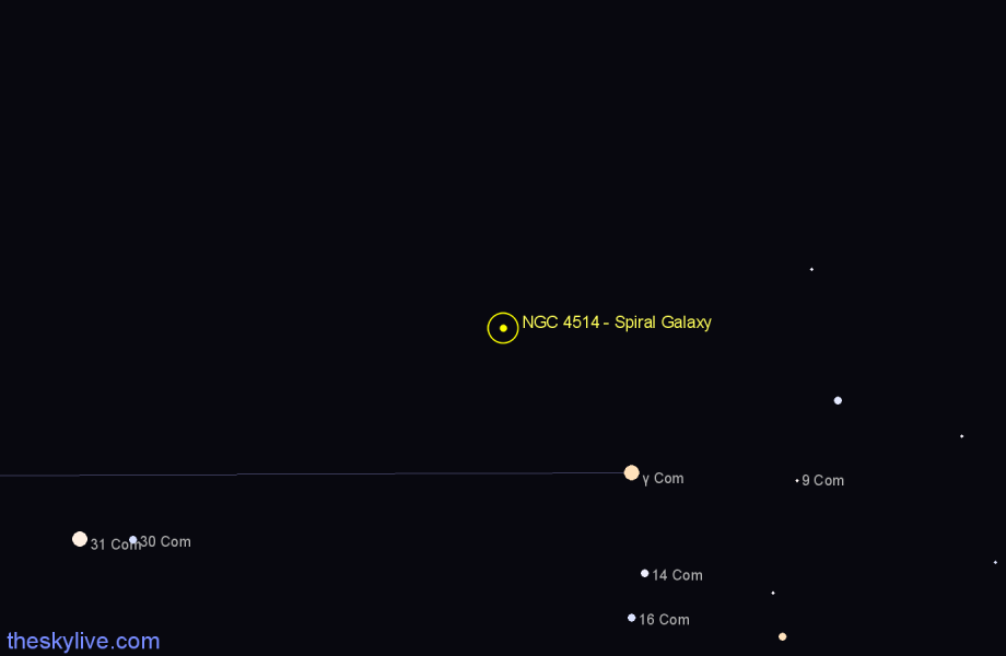 Finder chart NGC 4514 - Spiral Galaxy in Coma Berenices star