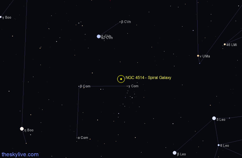 Finder chart NGC 4514 - Spiral Galaxy in Coma Berenices star