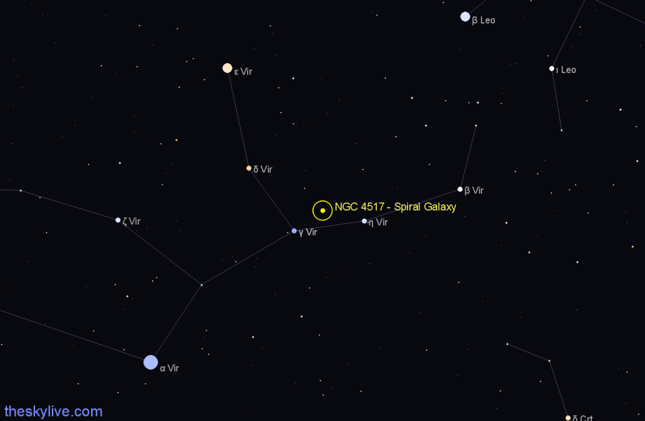 Finder chart NGC 4517 - Spiral Galaxy in Virgo star