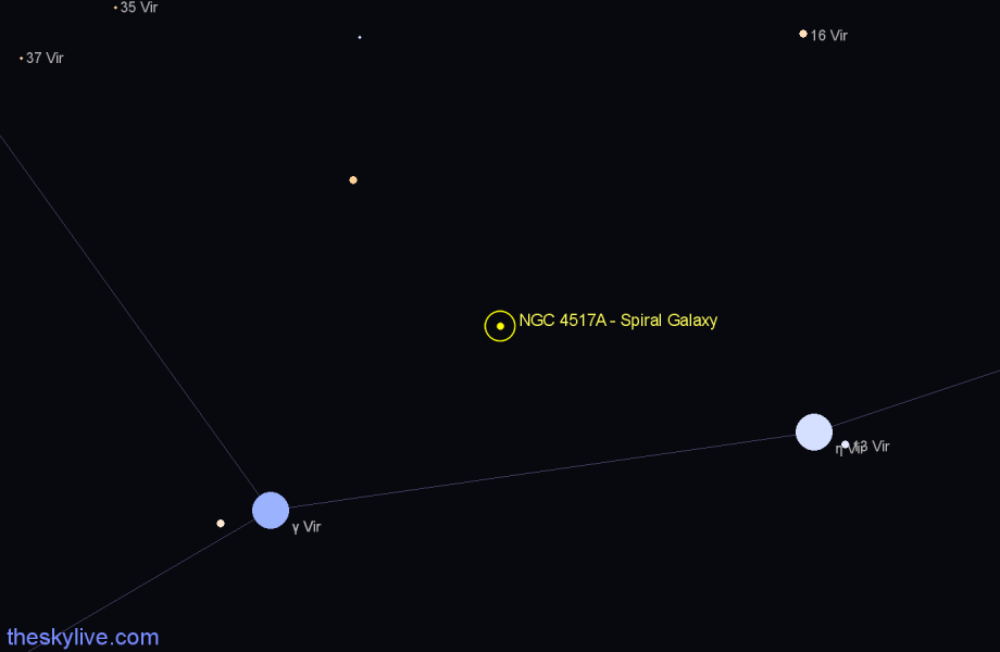 Finder chart NGC 4517A - Spiral Galaxy in Virgo star