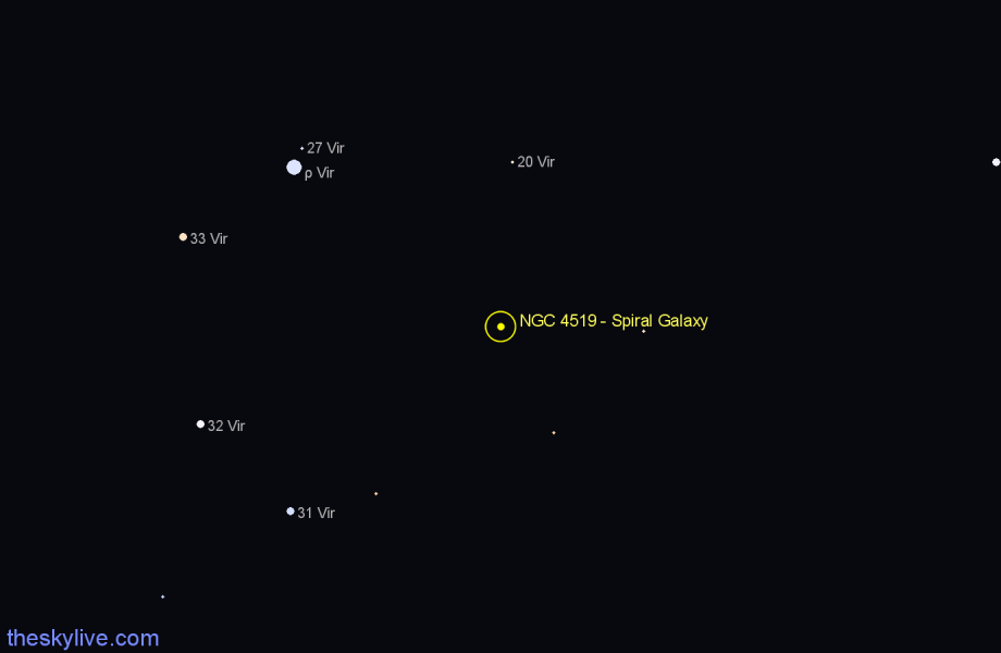 Finder chart NGC 4519 - Spiral Galaxy in Virgo star