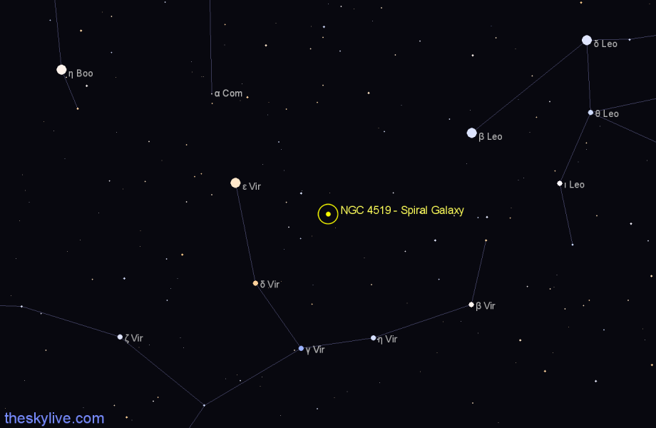 Finder chart NGC 4519 - Spiral Galaxy in Virgo star