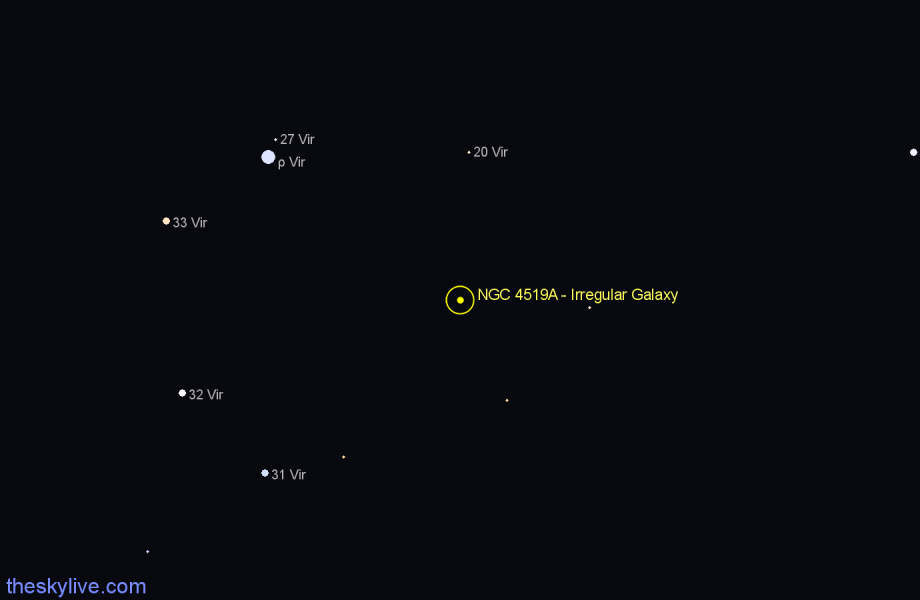 Finder chart NGC 4519A - Irregular Galaxy in Virgo star