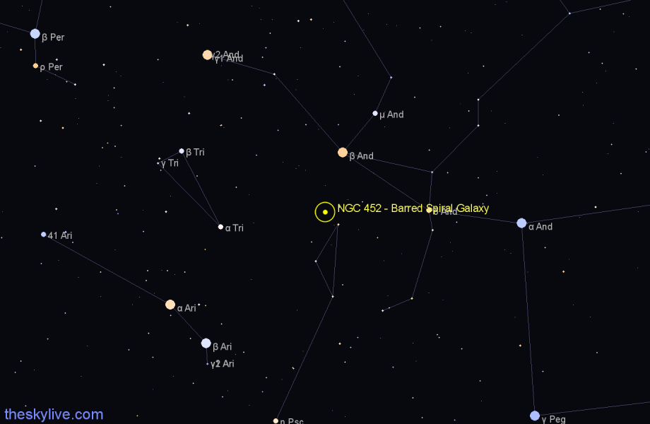 Finder chart NGC 452 - Barred Spiral Galaxy in Pisces star