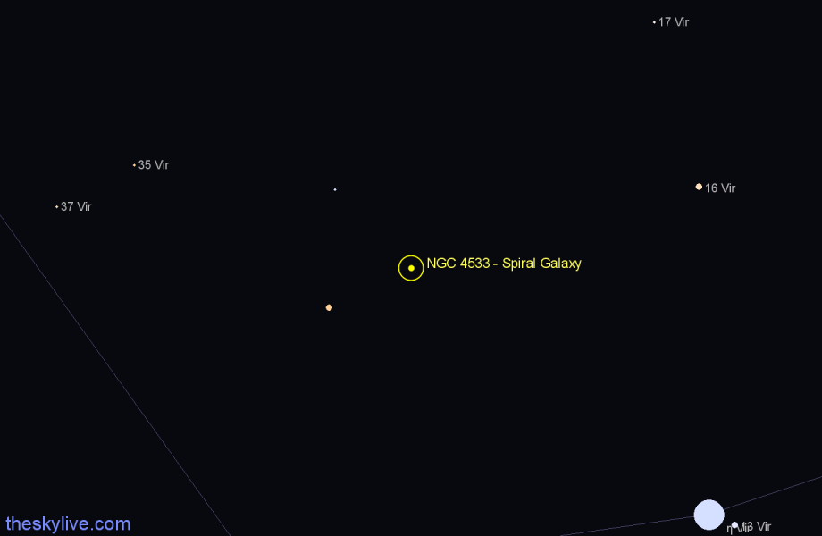 Finder chart NGC 4533 - Spiral Galaxy in Virgo star