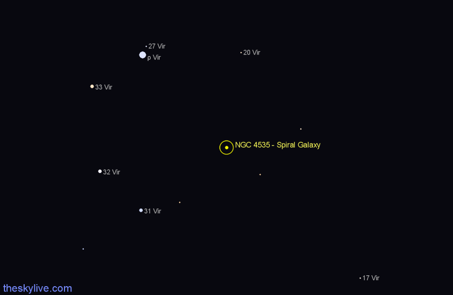 Finder chart NGC 4535 - Spiral Galaxy in Virgo star