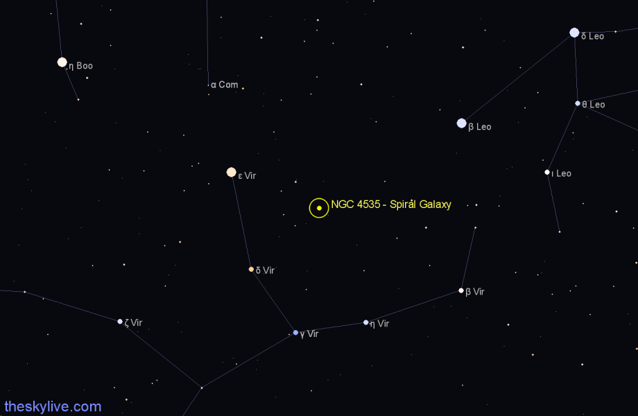 Finder chart NGC 4535 - Spiral Galaxy in Virgo star