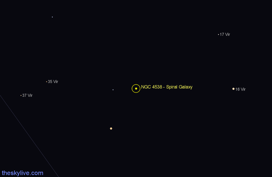 Finder chart NGC 4538 - Spiral Galaxy in Virgo star