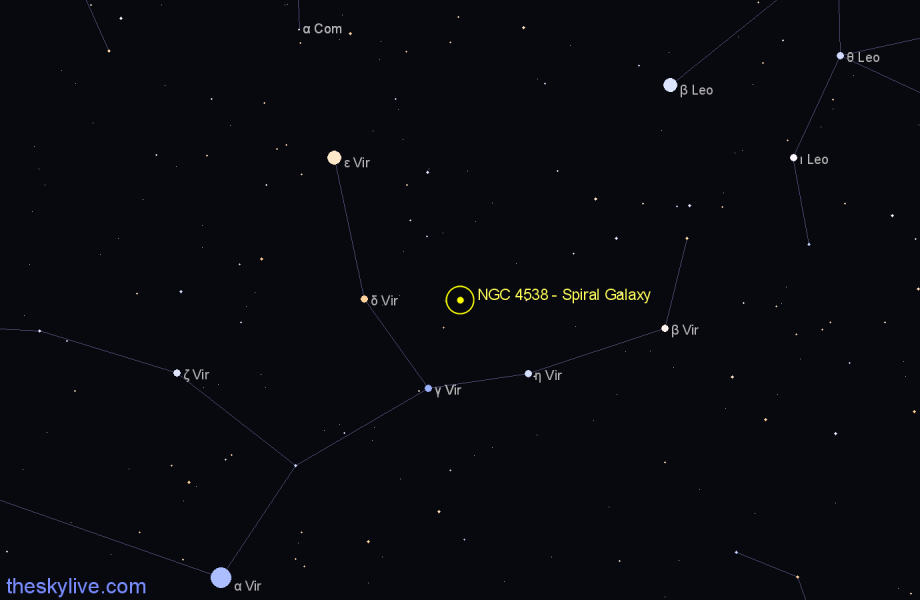 Finder chart NGC 4538 - Spiral Galaxy in Virgo star