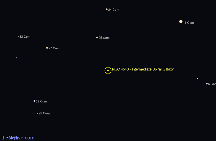 Finder chart NGC 4540 - Intermediate Spiral Galaxy in Coma Berenices star