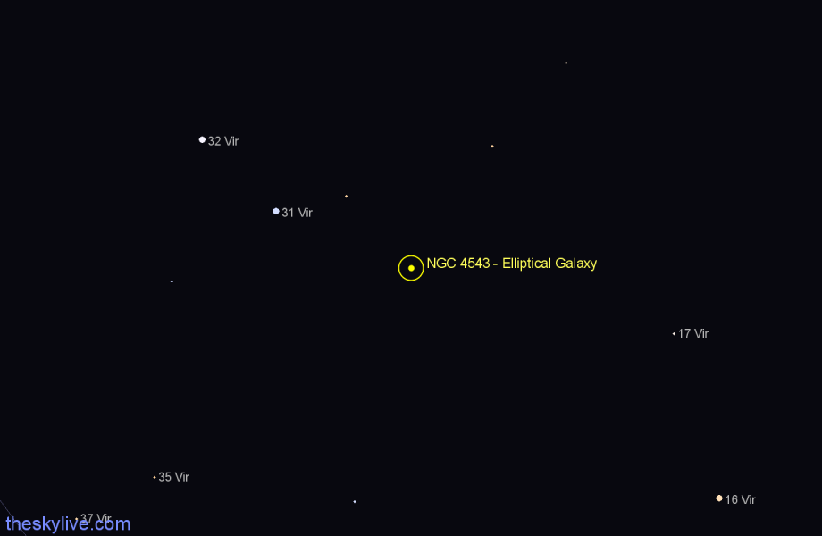 Finder chart NGC 4543 - Elliptical Galaxy in Virgo star