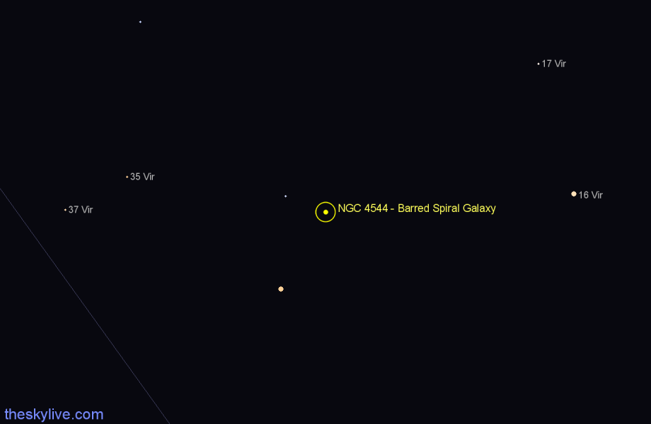 Finder chart NGC 4544 - Barred Spiral Galaxy in Virgo star