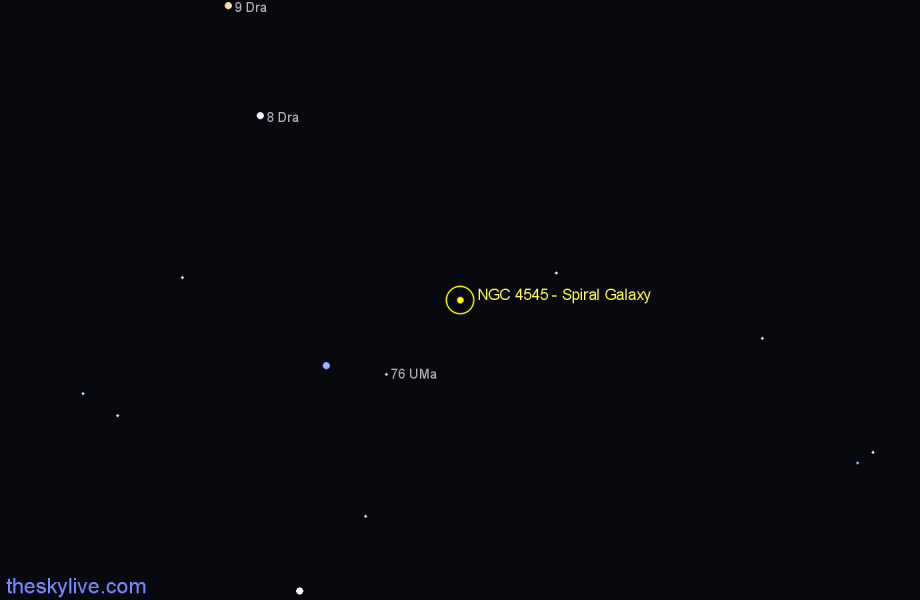 Finder chart NGC 4545 - Spiral Galaxy in Draco star