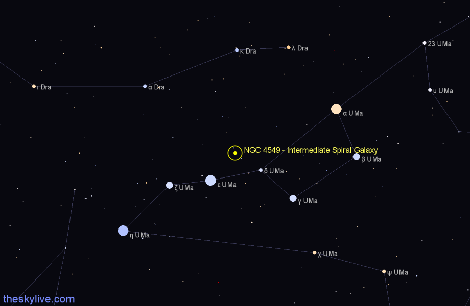 Finder chart NGC 4549 - Intermediate Spiral Galaxy in Ursa Major star