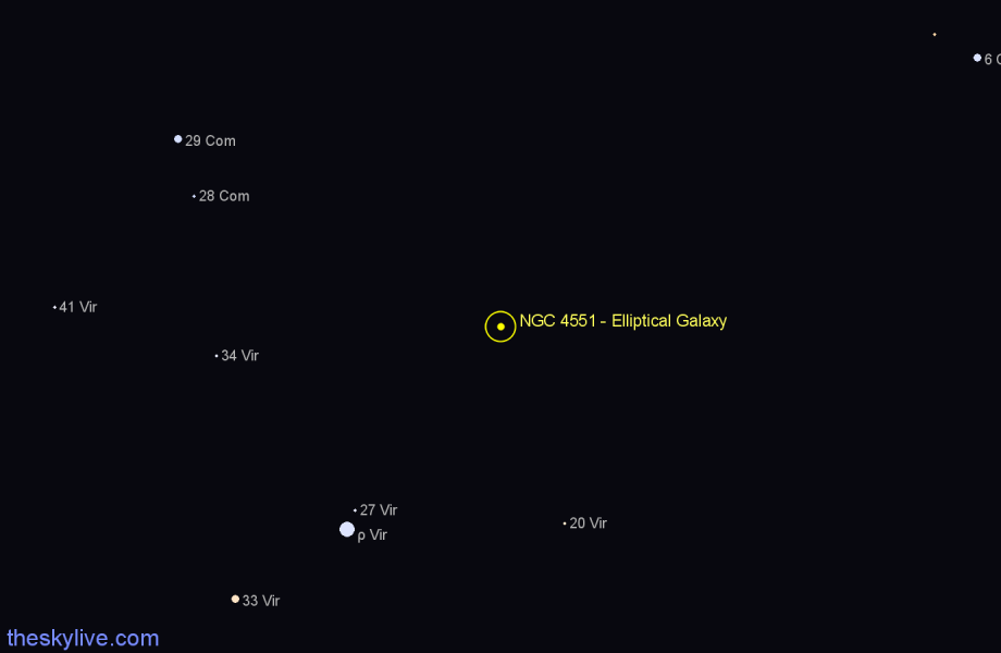 Finder chart NGC 4551 - Elliptical Galaxy in Virgo star