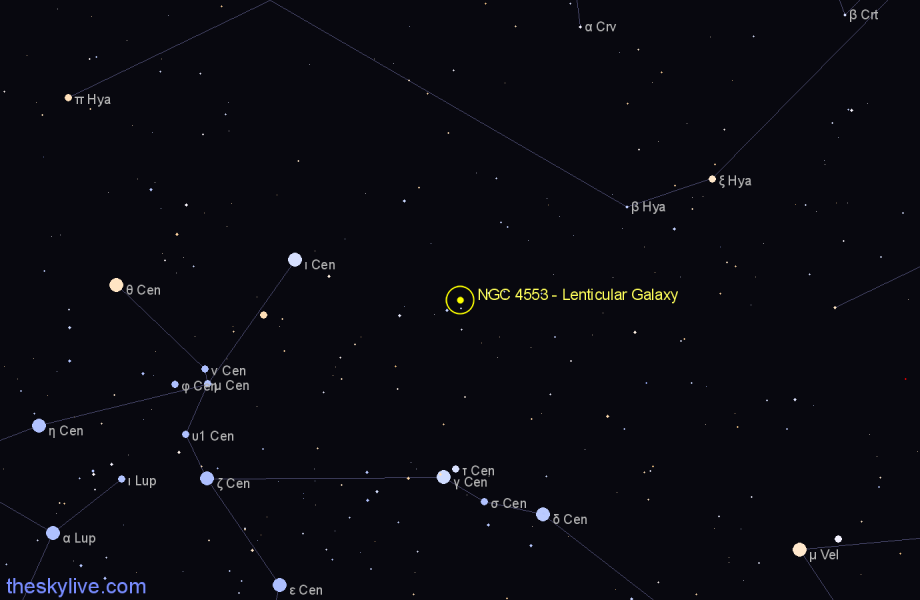 Finder chart NGC 4553 - Lenticular Galaxy in Centaurus star