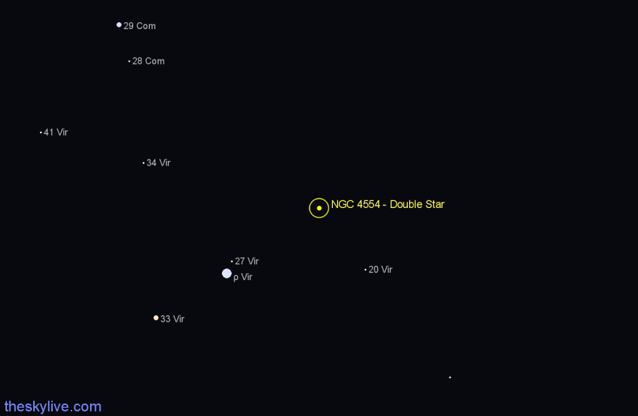 Finder chart NGC 4554 - Double Star in Virgo star