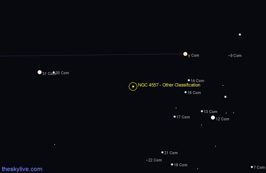 Finder chart NGC 4557 - Other Classification in Coma Berenices star