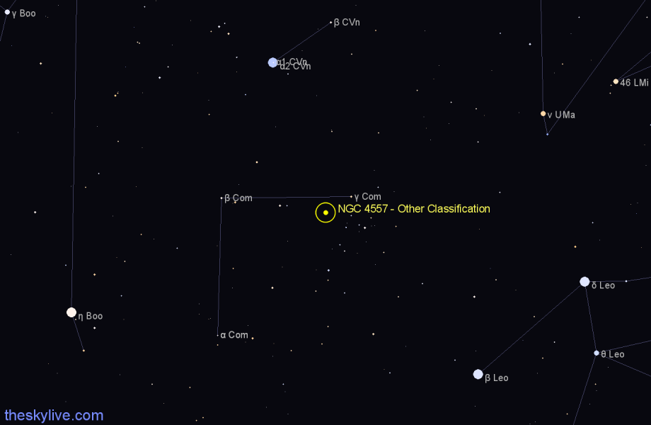 Finder chart NGC 4557 - Other Classification in Coma Berenices star