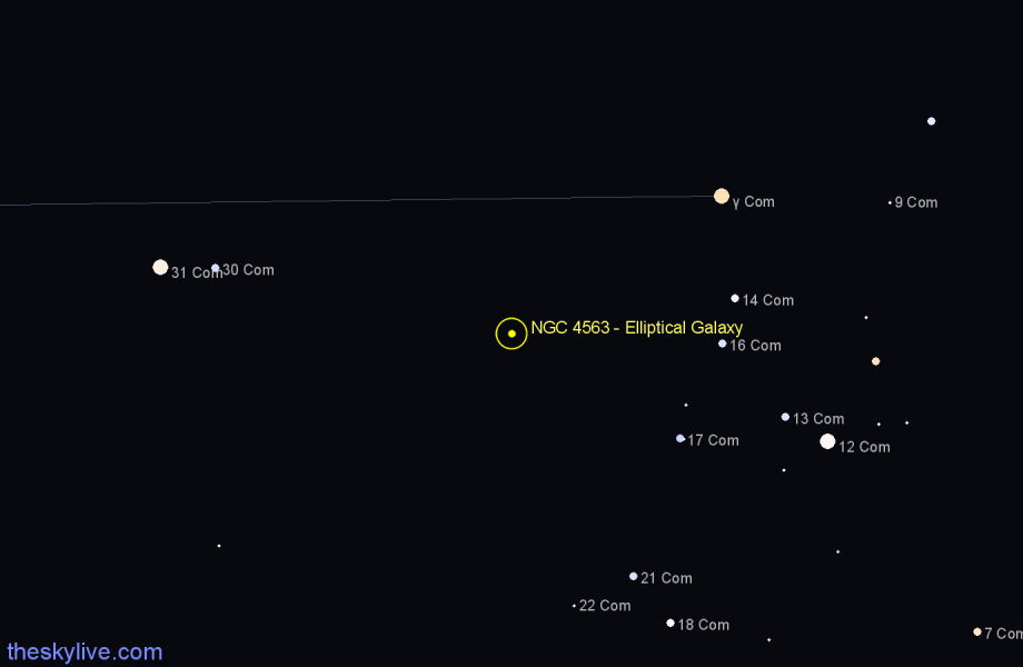 Finder chart NGC 4563 - Elliptical Galaxy in Coma Berenices star