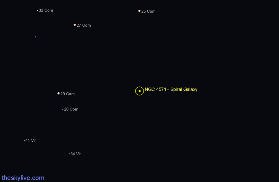 Finder chart NGC 4571 - Spiral Galaxy in Coma Berenices star