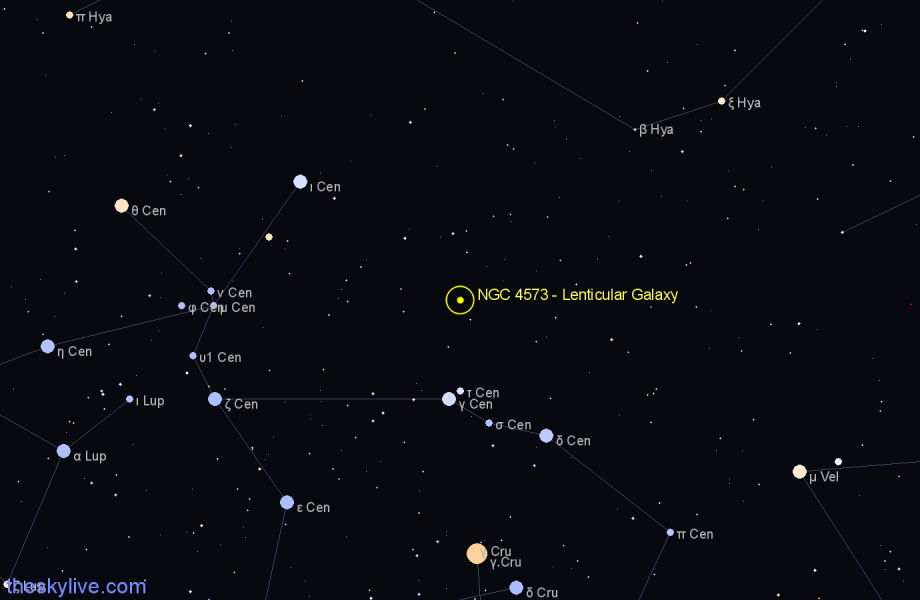 Finder chart NGC 4573 - Lenticular Galaxy in Centaurus star