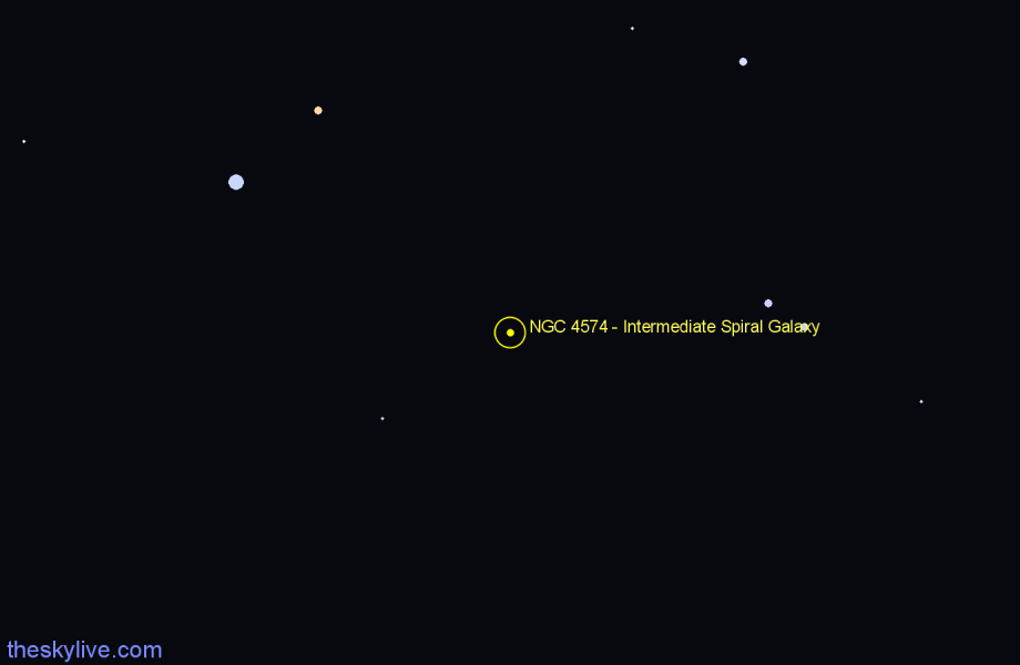 Finder chart NGC 4574 - Intermediate Spiral Galaxy in Centaurus star