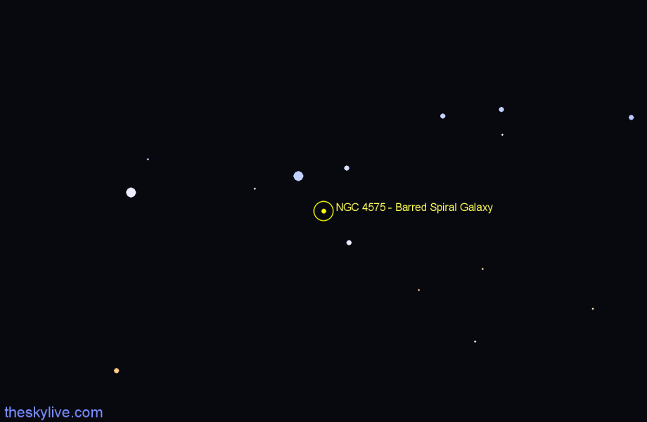 Finder chart NGC 4575 - Barred Spiral Galaxy in Centaurus star