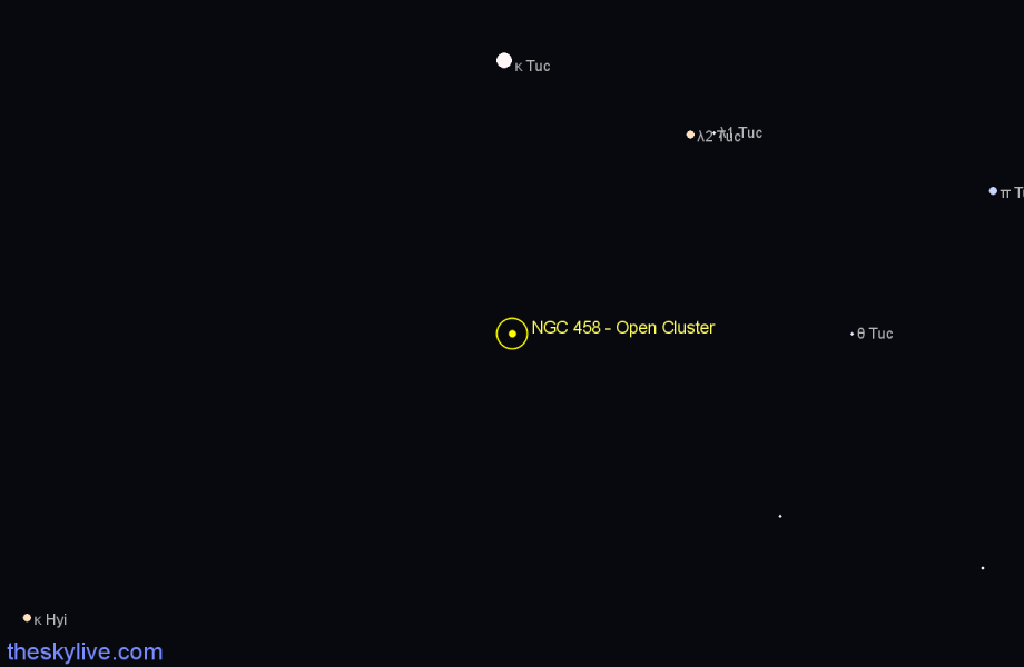 Finder chart NGC 458 - Open Cluster in Tucana star