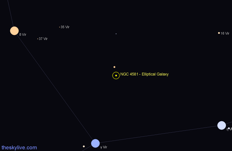 Finder chart NGC 4581 - Elliptical Galaxy in Virgo star