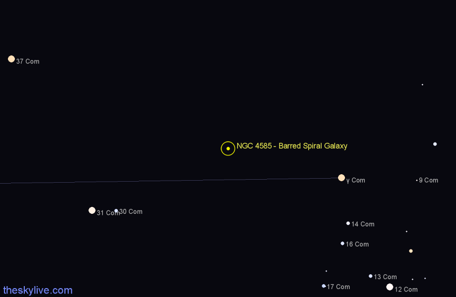 Finder chart NGC 4585 - Barred Spiral Galaxy in Coma Berenices star