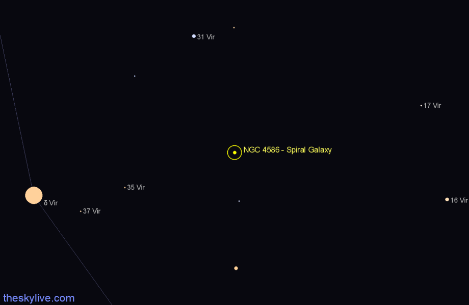 Finder chart NGC 4586 - Spiral Galaxy in Virgo star