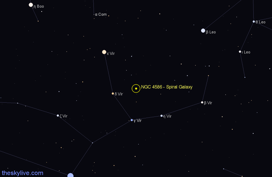 Finder chart NGC 4586 - Spiral Galaxy in Virgo star