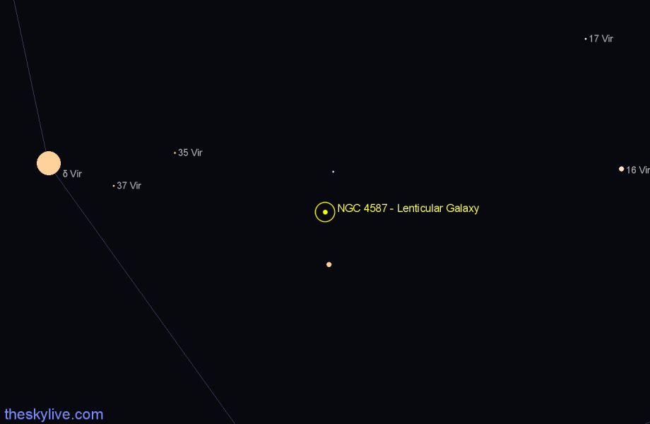 Finder chart NGC 4587 - Lenticular Galaxy in Virgo star