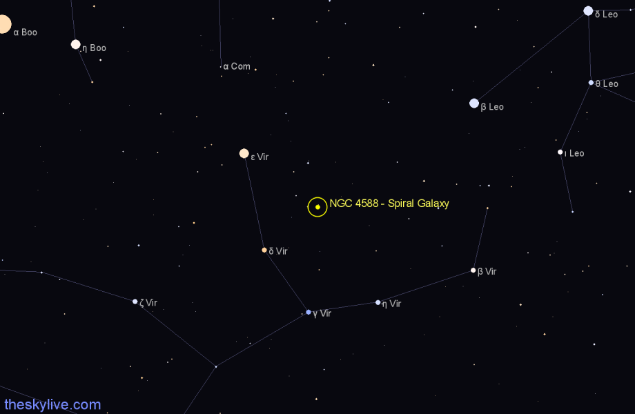 Finder chart NGC 4588 - Spiral Galaxy in Virgo star