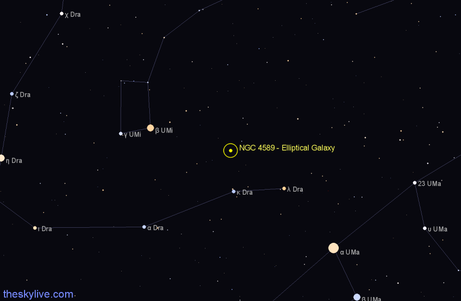 Finder chart NGC 4589 - Elliptical Galaxy in Draco star