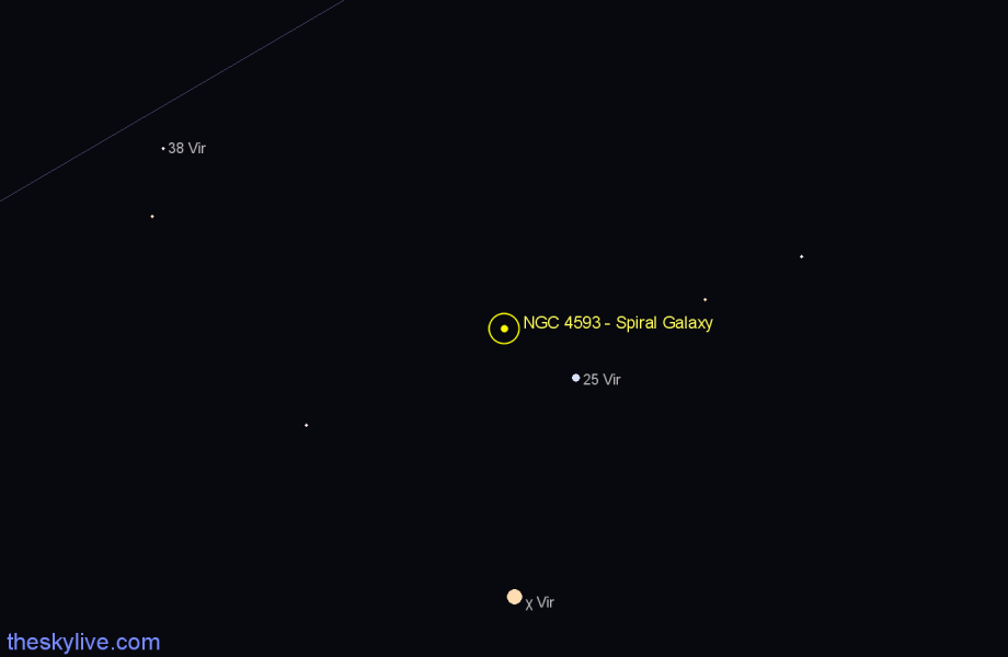 Finder chart NGC 4593 - Spiral Galaxy in Virgo star