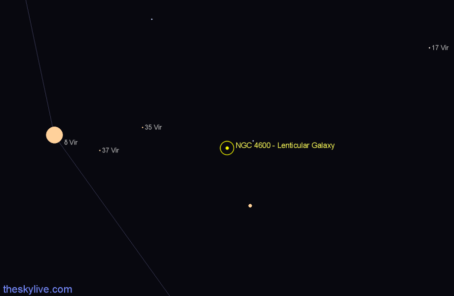 Finder chart NGC 4600 - Lenticular Galaxy in Virgo star