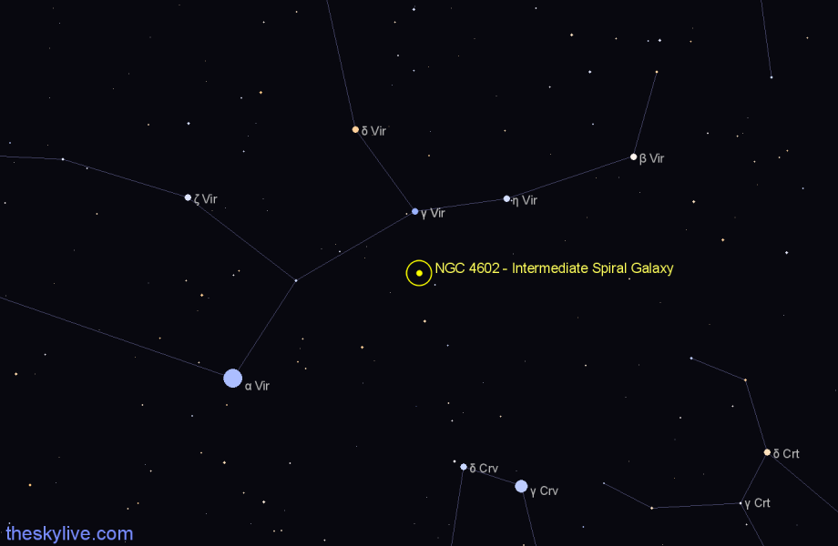 Finder chart NGC 4602 - Intermediate Spiral Galaxy in Virgo star