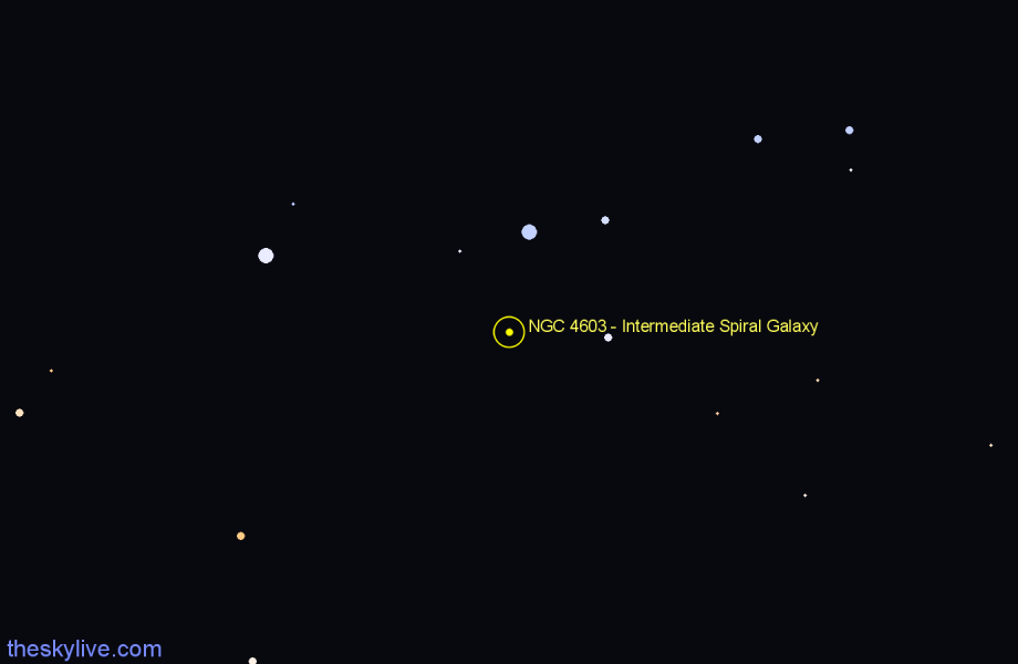 Finder chart NGC 4603 - Intermediate Spiral Galaxy in Centaurus star