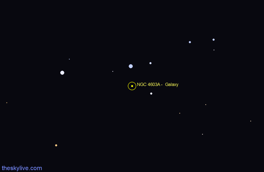 Finder chart NGC 4603A - Galaxy in Centaurus star