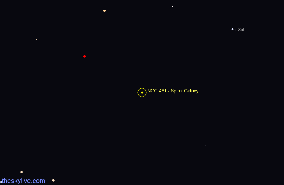 Finder chart NGC 461 - Spiral Galaxy in Sculptor star