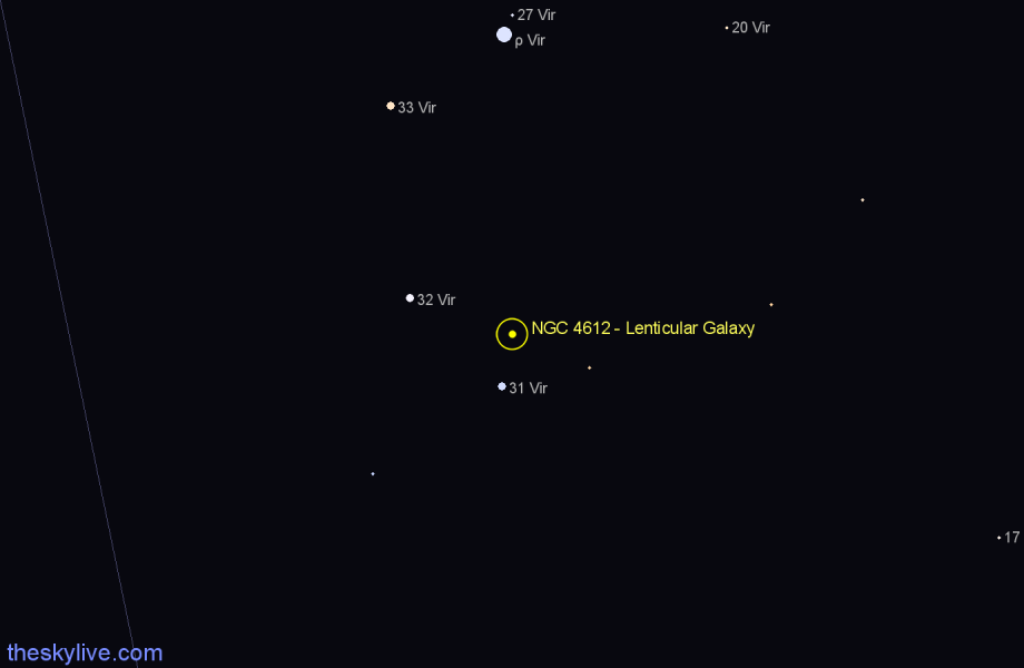 Finder chart NGC 4612 - Lenticular Galaxy in Virgo star